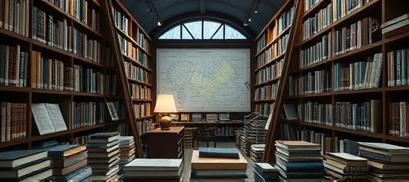 immersive anlisis grfico, inquisitive, observing connections, photorealistic, library filled with digital charts and books, highly detailed, dynamic chart shifts, crystal clear clarity, earthy tones, gentle reading lamps, shot with a telephoto lens.